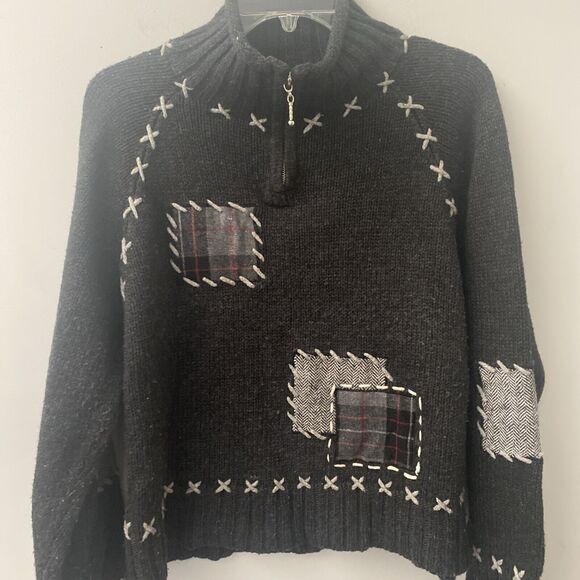 PBJ Sport Sweaters - PBJ Sport Vintage Sweater Women's Multi Color Patchwork Chunky Knit Size M